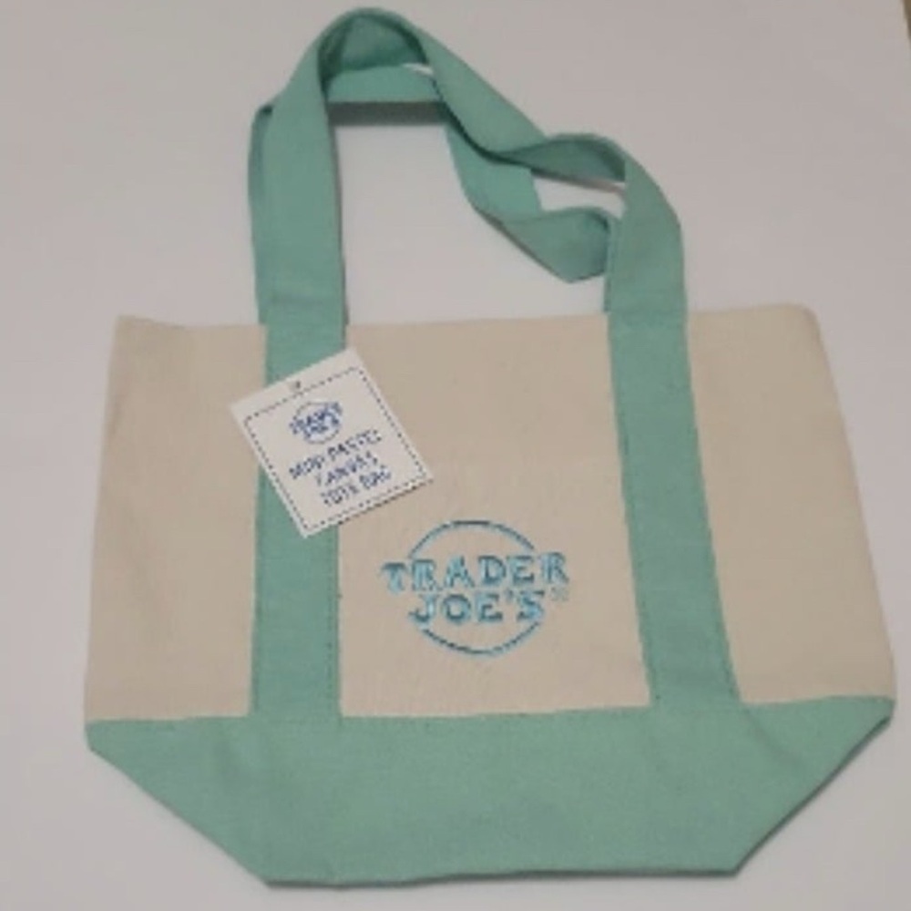 Trader Joe’s Mini Green and Cream Canvas Tote